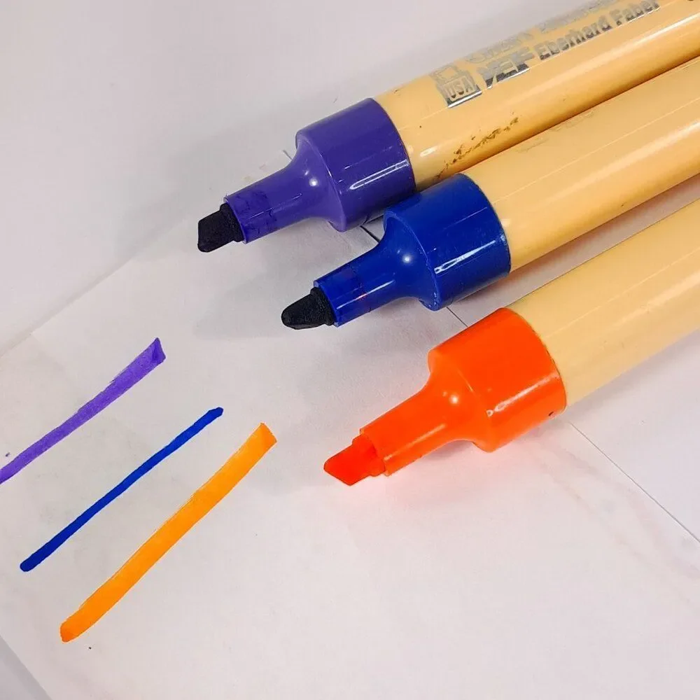 Vintage Eberhard Faber Chart Marker Felt-Tip Markers set 3 purple blue‎ orange